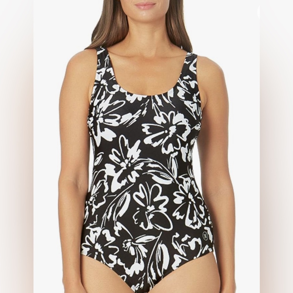 Hurley Ladies One Piece Swimsuit‎ Ink Fresco Black Floral Size Small